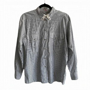 Van LAACK Cotton Grey & White Striped Button Front Long Sleeve Shirt Blouse 36